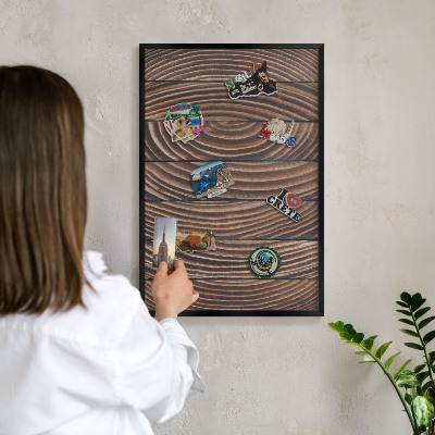 Vacation magnet board with a black frame Wood structure