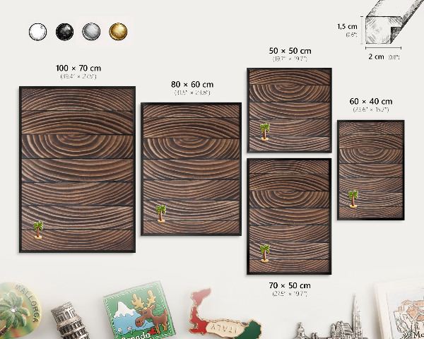Vacation magnet board with a black frame Wood structure
