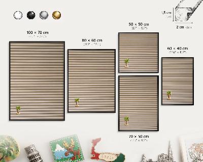 Vacation magnet board with a black frame Wooden slats