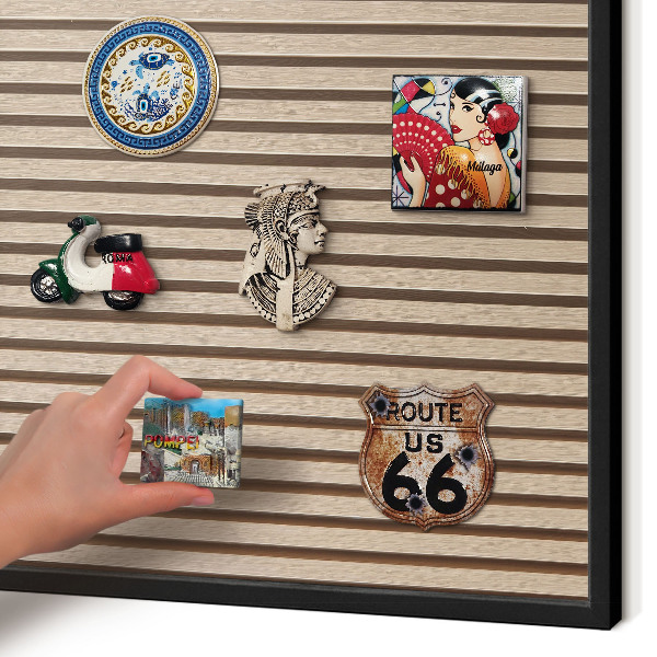 Metal wall board for magnets in a black frame Calm structure