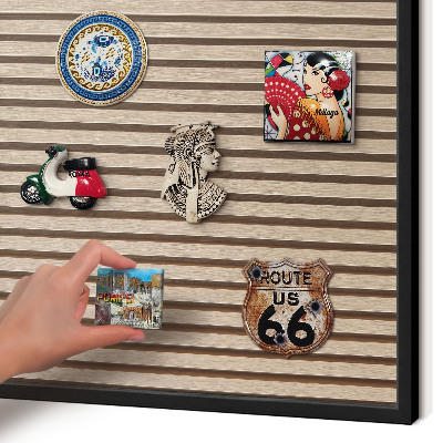 Metal wall board for magnets in a black frame Calm structure
