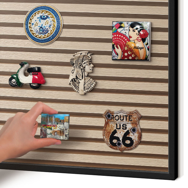 Metal wall board for magnets in a black frame Calm structure