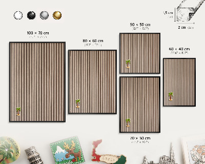 Metal wall board for magnets in a black frame Calm structure