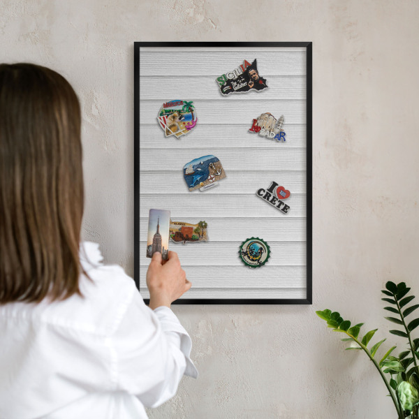 Vacation magnet board with a black frame Minimalist stripes