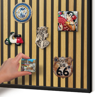 Metal wall board for magnets in a black frame Wooden rhythms