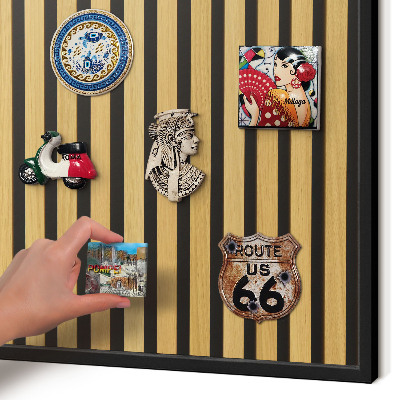 Metal wall board for magnets in a black frame Wooden rhythms