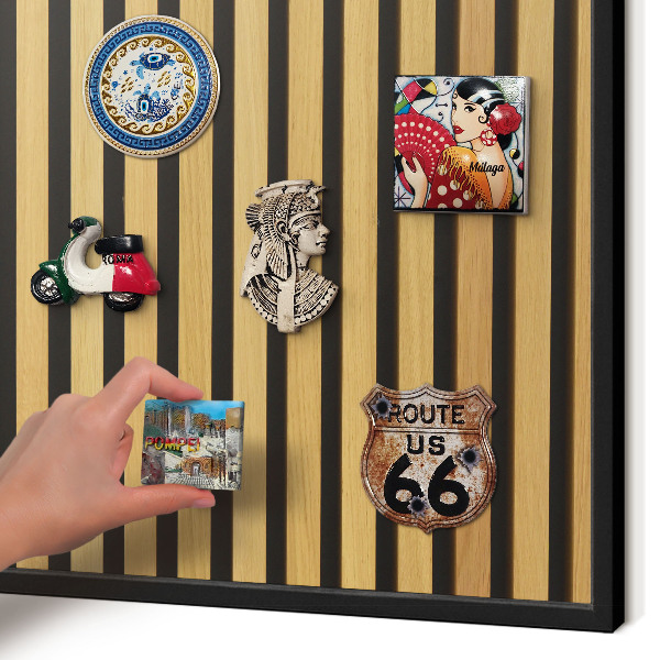Metal wall board for magnets in a black frame Wooden rhythms