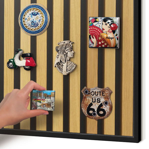 Metal wall board for magnets in a black frame Wooden rhythms