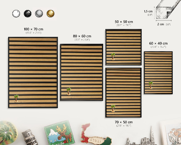 Metal wall board for magnets in a black frame Wooden rhythms