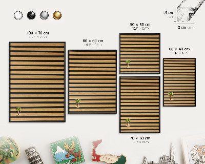 Metal wall board for magnets in a black frame Wooden rhythms