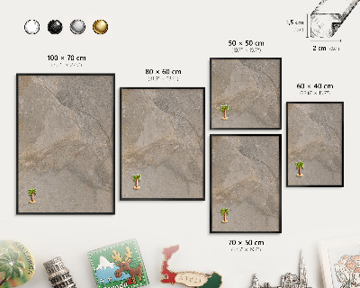 Metal wall board for magnets in a black frame Beige stone