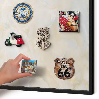Metal wall board for magnets in a black frame Subtle elegance