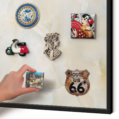 Metal wall board for magnets in a black frame Subtle elegance