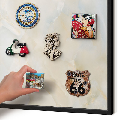 Metal wall board for magnets in a black frame Subtle elegance