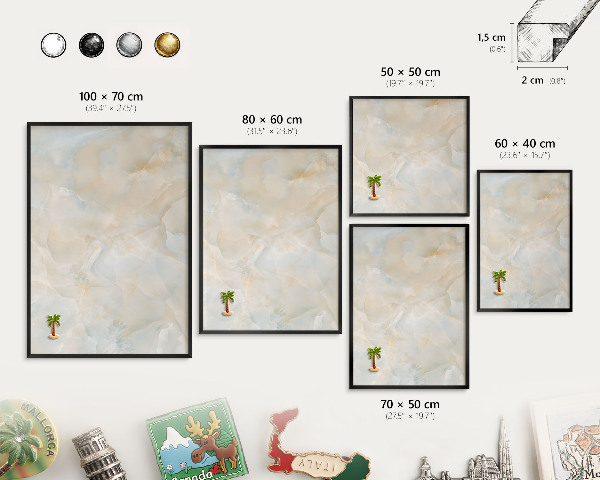 Metal wall board for magnets in a black frame Subtle elegance