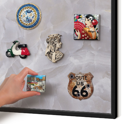 Vacation magnet board with a black frame Gray elegance