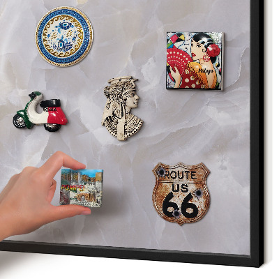 Vacation magnet board with a black frame Gray elegance