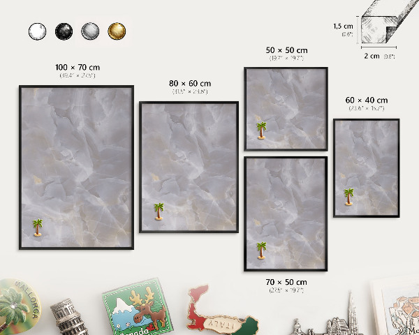Vacation magnet board with a black frame Gray elegance