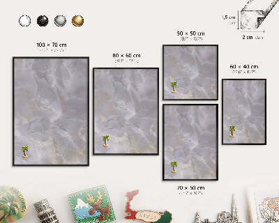 Vacation magnet board with a black frame Gray elegance