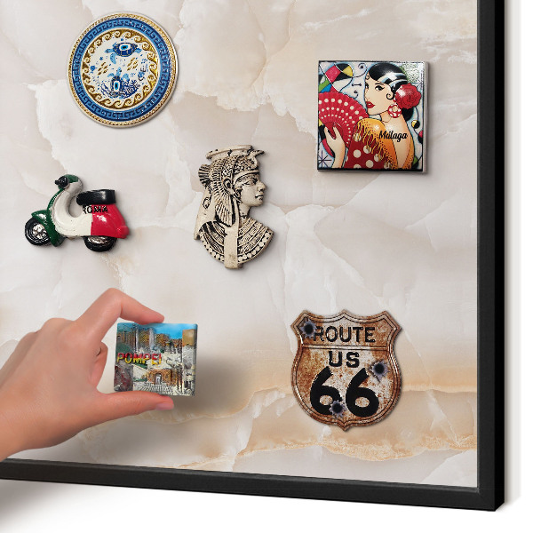 Metal wall board for magnets in a black frame Subtle waves