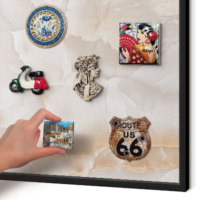 Metal wall board for magnets in a black frame Subtle waves