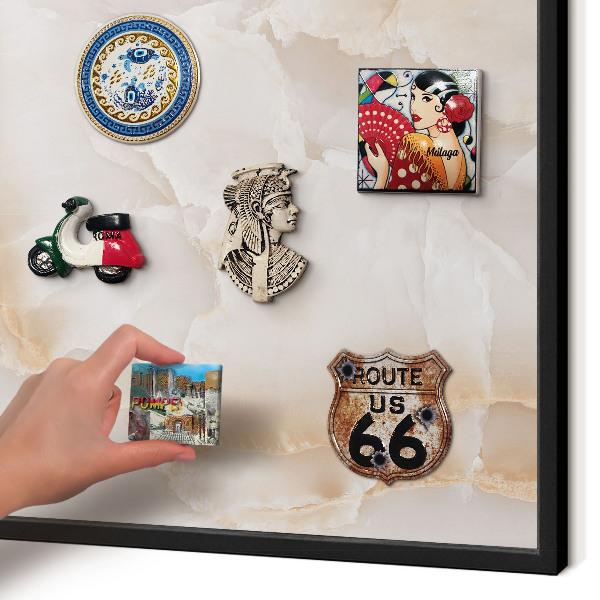 Metal wall board for magnets in a black frame Subtle waves