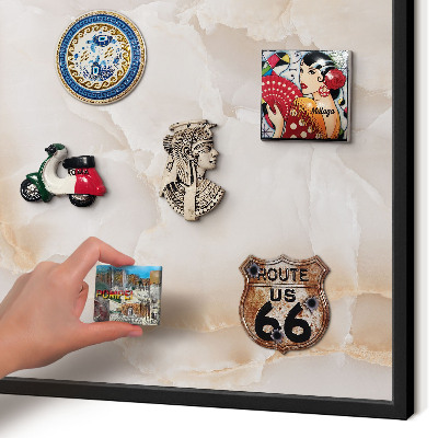 Metal wall board for magnets in a black frame Subtle waves
