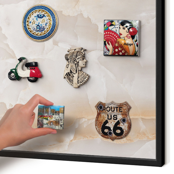 Metal wall board for magnets in a black frame Subtle waves