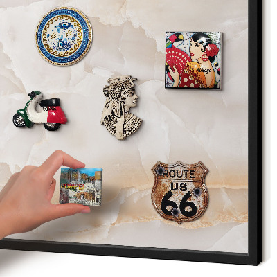 Metal wall board for magnets in a black frame Subtle waves