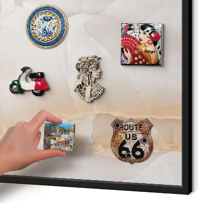 Metal wall board for magnets in a black frame Subtle waves