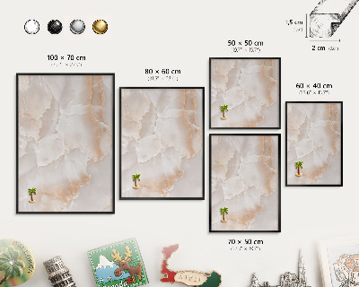 Metal wall board for magnets in a black frame Subtle waves