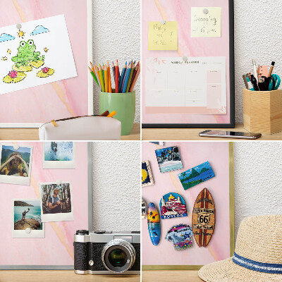 Vacation magnet board with a black frame Pink elegance