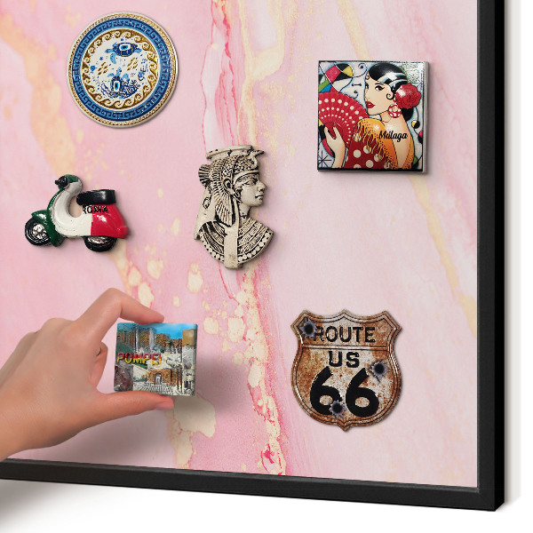 Vacation magnet board with a black frame Pink elegance