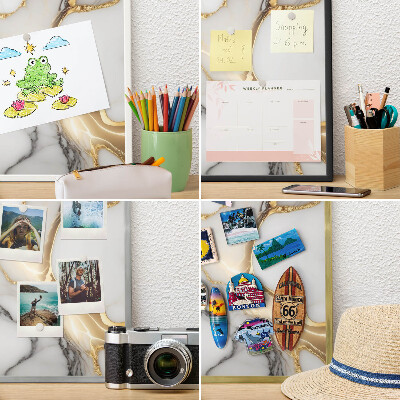 Vacation magnet board with a black frame Abstract marble