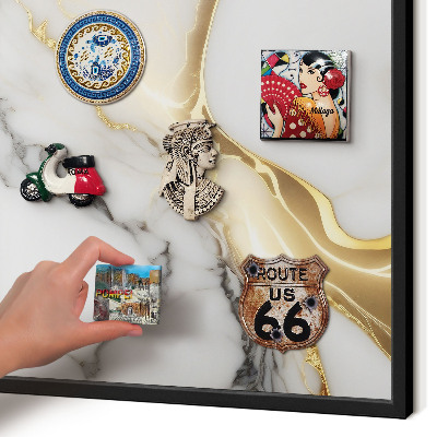 Vacation magnet board with a black frame Abstract marble