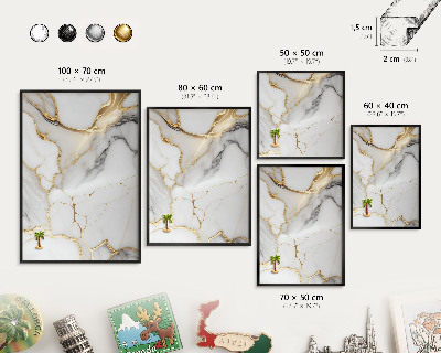 Vacation magnet board with a black frame Abstract marble