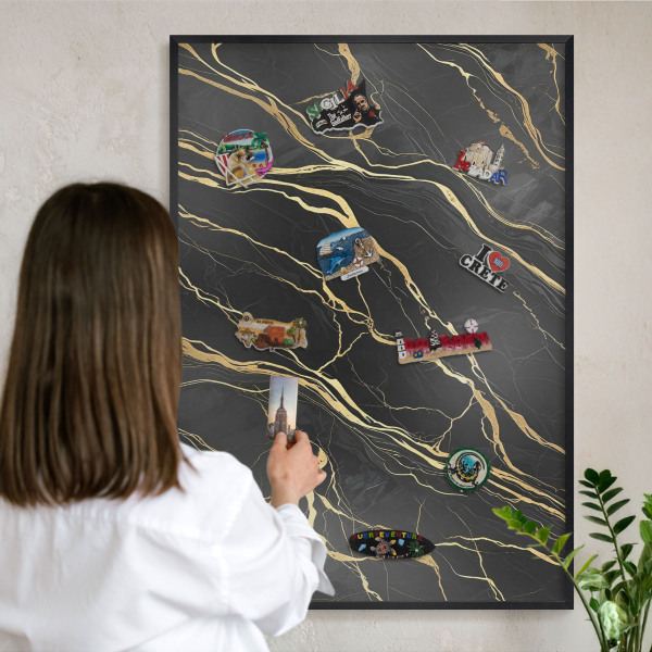 Vacation magnet board with a black frame Luxurious waves