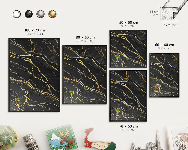 Vacation magnet board with a black frame Luxurious waves