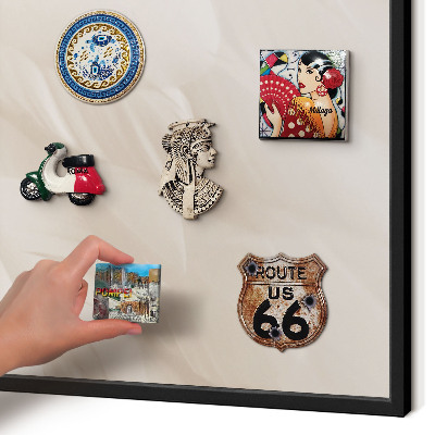 Metal wall board for magnets in a black frame Cream feathers
