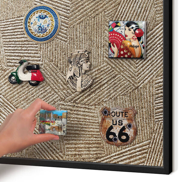 Vacation magnet board with a black frame Geometric pattern