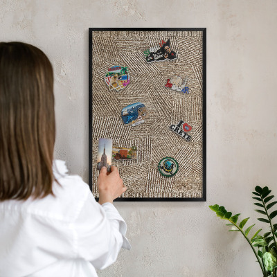 Vacation magnet board with a black frame Geometric pattern