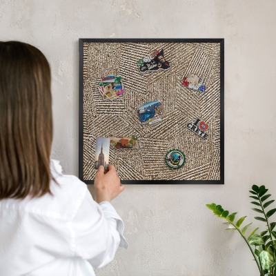 Vacation magnet board with a black frame Geometric pattern