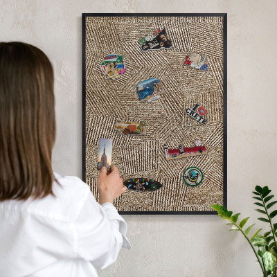 Vacation magnet board with a black frame Geometric pattern