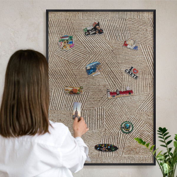 Vacation magnet board with a black frame Geometric pattern