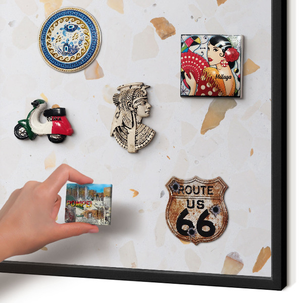 Metal wall board for magnets in a black frame Warm mosaic
