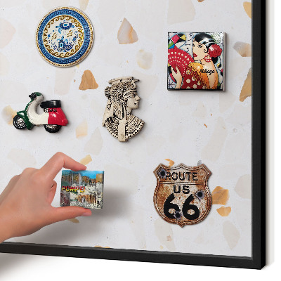 Metal wall board for magnets in a black frame Warm mosaic