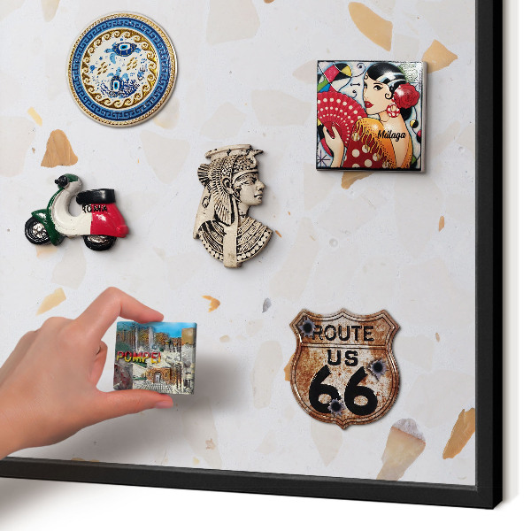 Metal wall board for magnets in a black frame Warm mosaic