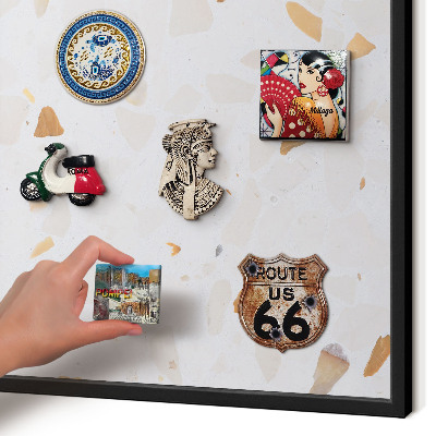 Metal wall board for magnets in a black frame Warm mosaic
