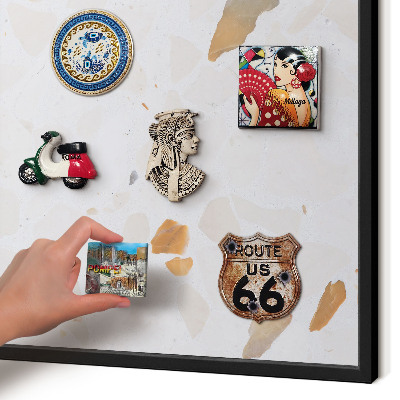 Metal wall board for magnets in a black frame Warm mosaic