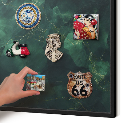 Vacation magnet board with a black frame Green depth